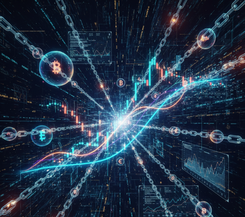 Futuristic trading hub with AI analytics and crypto dashboards.